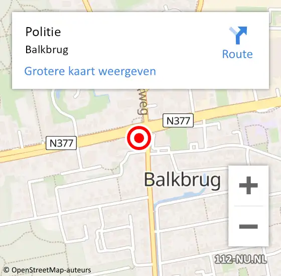 Locatie op kaart van de 112 melding: Politie Balkbrug op 8 april 2022 08:19