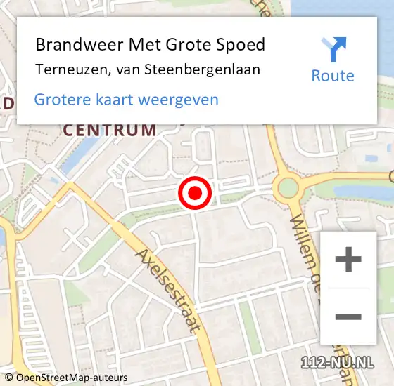 Locatie op kaart van de 112 melding: Brandweer Met Grote Spoed Naar Terneuzen, van Steenbergenlaan op 8 april 2022 08:44