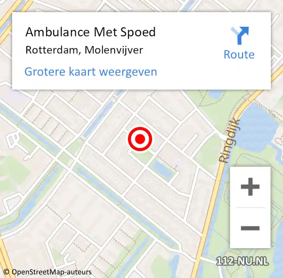 Locatie op kaart van de 112 melding: Ambulance Met Spoed Naar Rotterdam, Molenvijver op 8 april 2022 13:38
