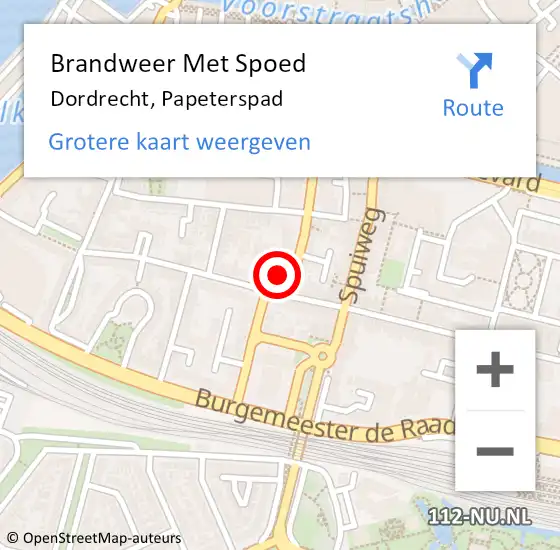 Locatie op kaart van de 112 melding: Brandweer Met Spoed Naar Dordrecht, Papeterspad op 8 april 2022 13:53