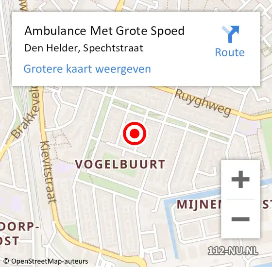Locatie op kaart van de 112 melding: Ambulance Met Grote Spoed Naar Den Helder, Spechtstraat op 8 april 2022 14:23