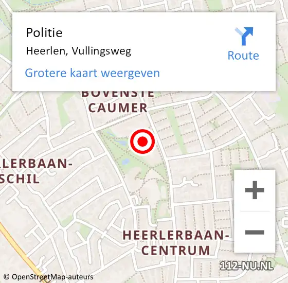 Locatie op kaart van de 112 melding: Politie Heerlen, Vullingsweg op 8 april 2022 17:31