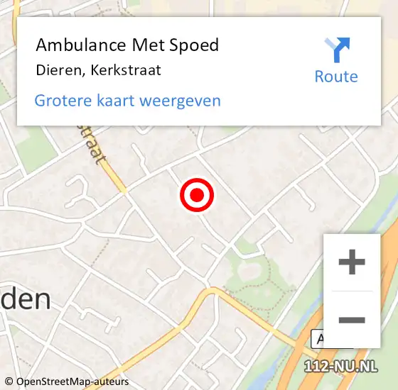 Locatie op kaart van de 112 melding: Ambulance Met Spoed Naar Dieren, Kerkstraat op 8 april 2022 19:58