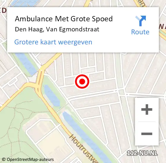 Locatie op kaart van de 112 melding: Ambulance Met Grote Spoed Naar Den Haag, Van Egmondstraat op 8 april 2022 22:52