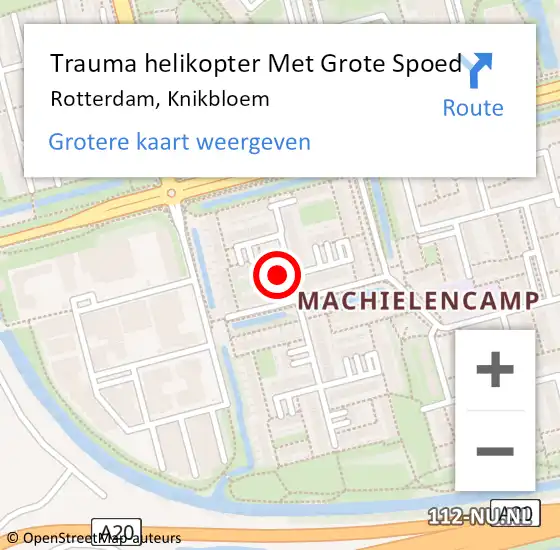Locatie op kaart van de 112 melding: Trauma helikopter Met Grote Spoed Naar Rotterdam, Knikbloem op 8 april 2022 23:51