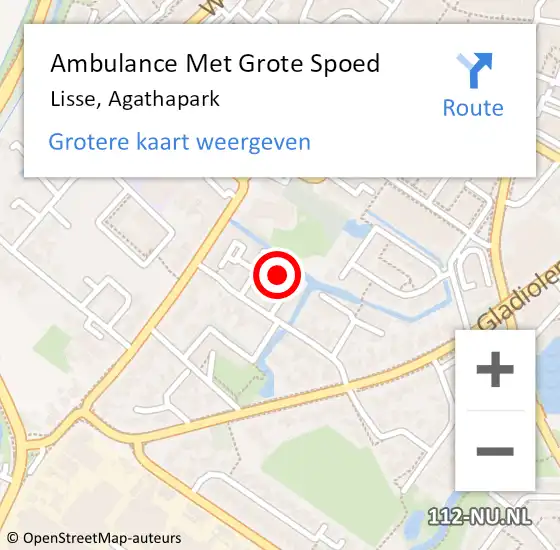 Locatie op kaart van de 112 melding: Ambulance Met Grote Spoed Naar Lisse, Agathapark op 9 april 2022 01:11
