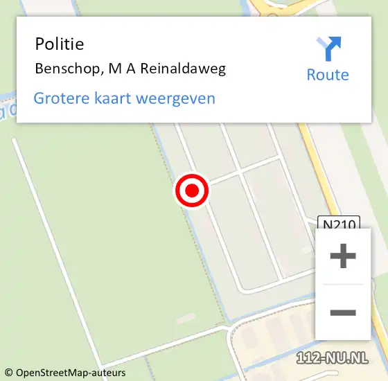 Locatie op kaart van de 112 melding: Politie Benschop, M A Reinaldaweg op 9 april 2022 02:42