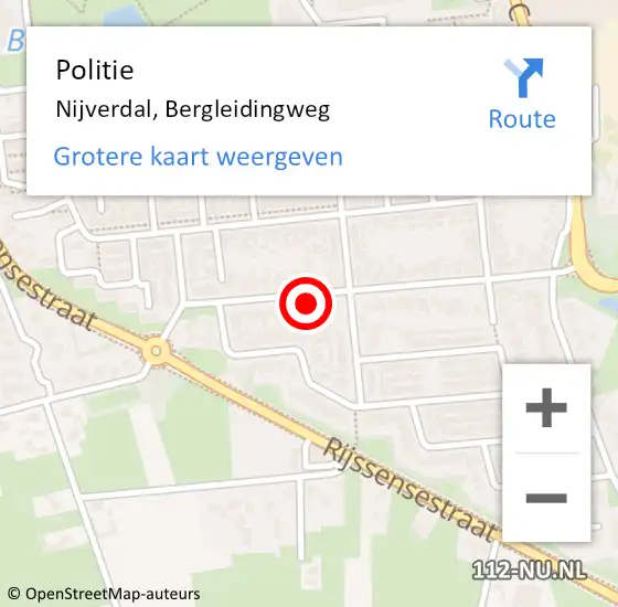 Locatie op kaart van de 112 melding: Politie Nijverdal, Bergleidingweg op 9 april 2022 09:09