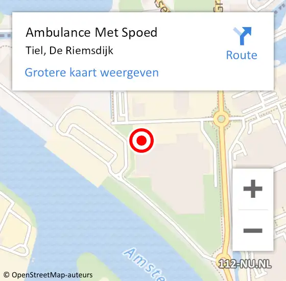 Locatie op kaart van de 112 melding: Ambulance Met Spoed Naar Tiel, De Riemsdijk op 9 april 2022 10:14