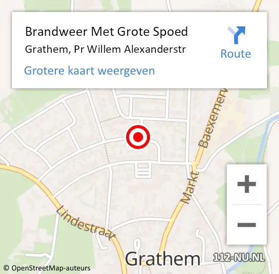 Locatie op kaart van de 112 melding: Brandweer Met Grote Spoed Naar Grathem, Pr Willem Alexanderstr op 9 april 2022 11:35