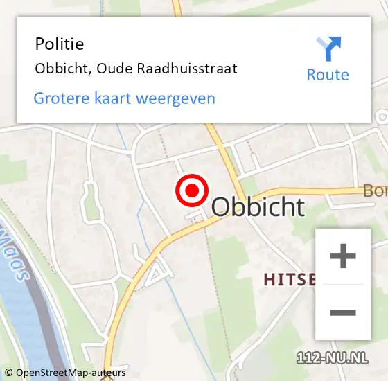 Locatie op kaart van de 112 melding: Politie Obbicht, Oude Raadhuisstraat op 9 april 2022 13:29