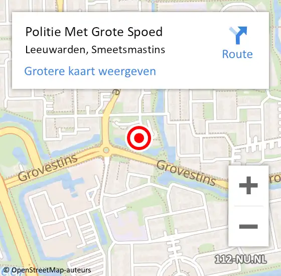Locatie op kaart van de 112 melding: Politie Met Grote Spoed Naar Leeuwarden, Smeetsmastins op 9 april 2022 15:56