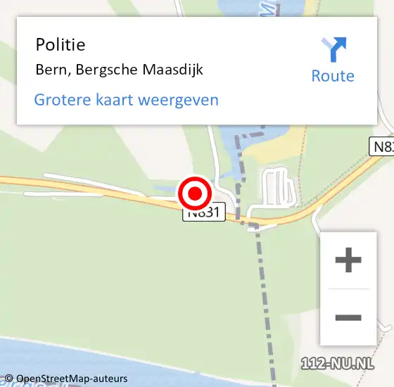 Locatie op kaart van de 112 melding: Politie Bern, Bergsche Maasdijk op 9 april 2022 16:02