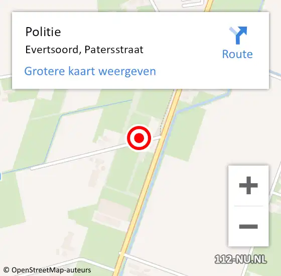 Locatie op kaart van de 112 melding: Politie Evertsoord, Patersstraat op 9 april 2022 16:08
