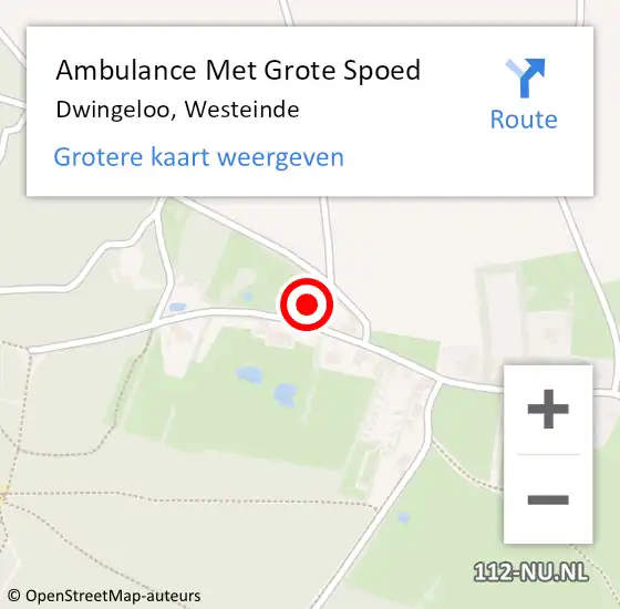 Locatie op kaart van de 112 melding: Ambulance Met Grote Spoed Naar Dwingeloo, Westeinde op 9 april 2022 16:10
