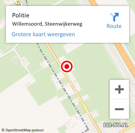 Locatie op kaart van de 112 melding: Politie Willemsoord, Steenwijkerweg op 9 april 2022 16:23