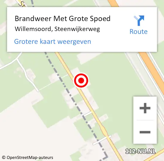 Locatie op kaart van de 112 melding: Brandweer Met Grote Spoed Naar Willemsoord, Steenwijkerweg op 9 april 2022 16:26