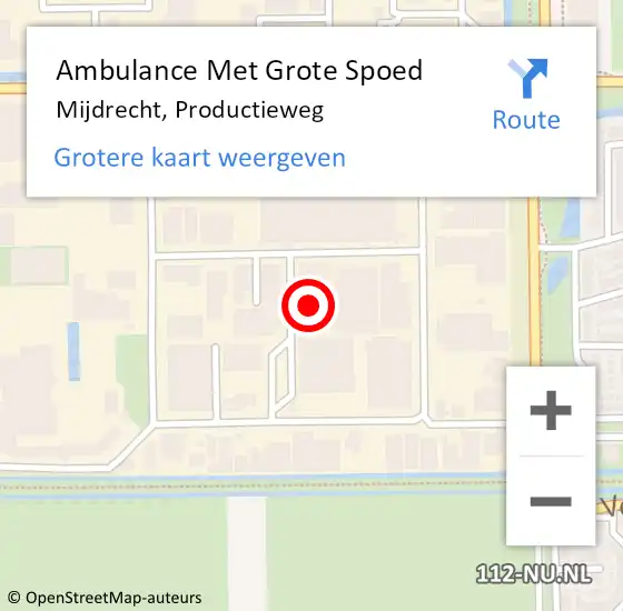 Locatie op kaart van de 112 melding: Ambulance Met Grote Spoed Naar Mijdrecht, Productieweg op 9 april 2022 16:36