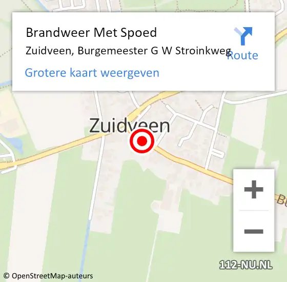 Locatie op kaart van de 112 melding: Brandweer Met Spoed Naar Zuidveen, Burgemeester G W Stroinkweg op 9 april 2022 19:25