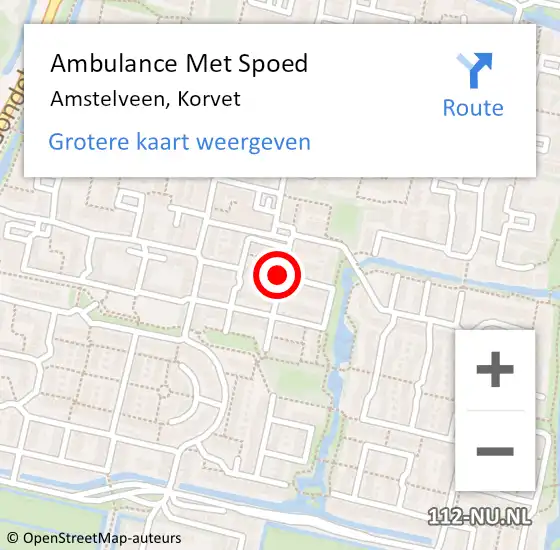 Locatie op kaart van de 112 melding: Ambulance Met Spoed Naar Amstelveen, Korvet op 9 april 2022 19:53