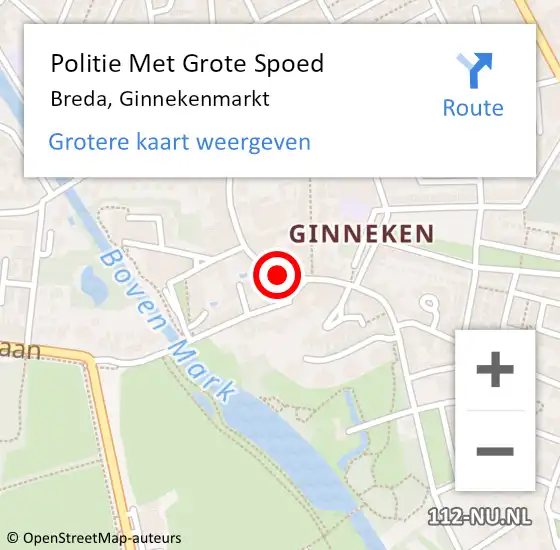 Locatie op kaart van de 112 melding: Politie Met Grote Spoed Naar Breda, Ginnekenmarkt op 9 april 2022 20:32