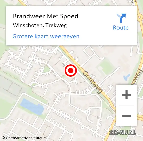 Locatie op kaart van de 112 melding: Brandweer Met Spoed Naar Winschoten, Trekweg op 13 juli 2014 23:20