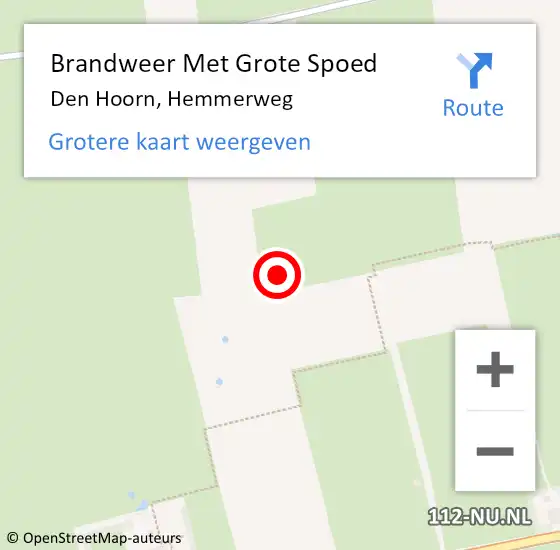 Locatie op kaart van de 112 melding: Brandweer Met Grote Spoed Naar Den Hoorn, Hemmerweg op 9 april 2022 20:59