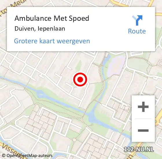 Locatie op kaart van de 112 melding: Ambulance Met Spoed Naar Duiven, Iepenlaan op 9 april 2022 21:04