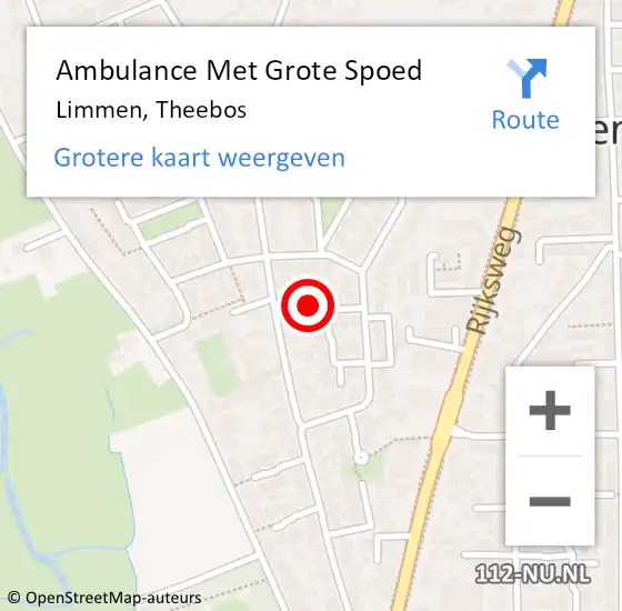 Locatie op kaart van de 112 melding: Ambulance Met Grote Spoed Naar Limmen, Theebos op 9 april 2022 21:46
