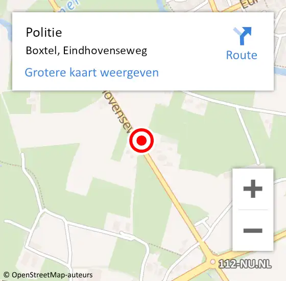Locatie op kaart van de 112 melding: Politie Boxtel, Eindhovenseweg op 10 april 2022 02:57