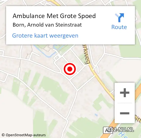 Locatie op kaart van de 112 melding: Ambulance Met Grote Spoed Naar Born, Arnold van Steinstraat op 14 juli 2014 00:21