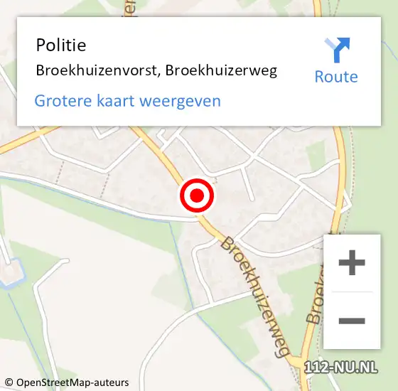 Locatie op kaart van de 112 melding: Politie Broekhuizenvorst, Broekhuizerweg op 10 april 2022 10:16