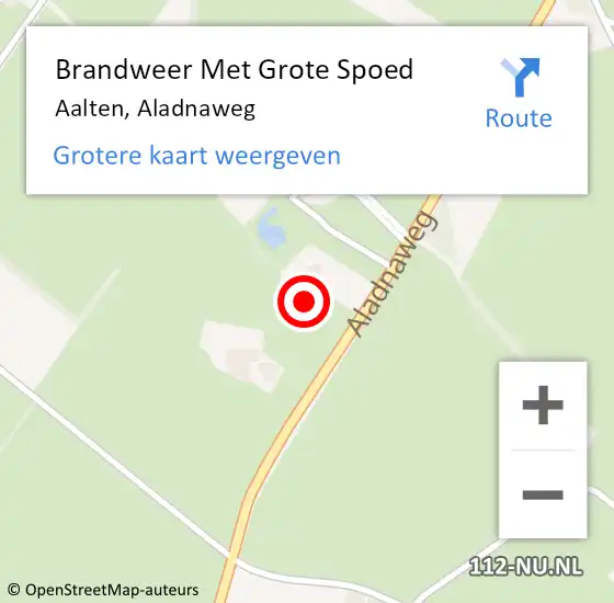 Locatie op kaart van de 112 melding: Brandweer Met Grote Spoed Naar Aalten, Aladnaweg op 10 april 2022 11:40