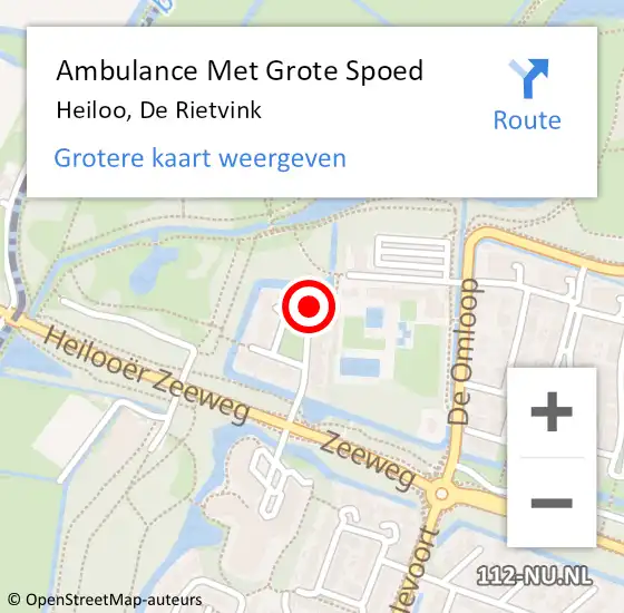 Locatie op kaart van de 112 melding: Ambulance Met Grote Spoed Naar Heiloo, De Rietvink op 10 april 2022 12:06