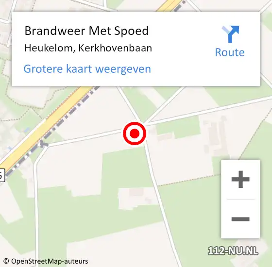 Locatie op kaart van de 112 melding: Brandweer Met Spoed Naar Heukelom, Kerkhovenbaan op 10 april 2022 12:15