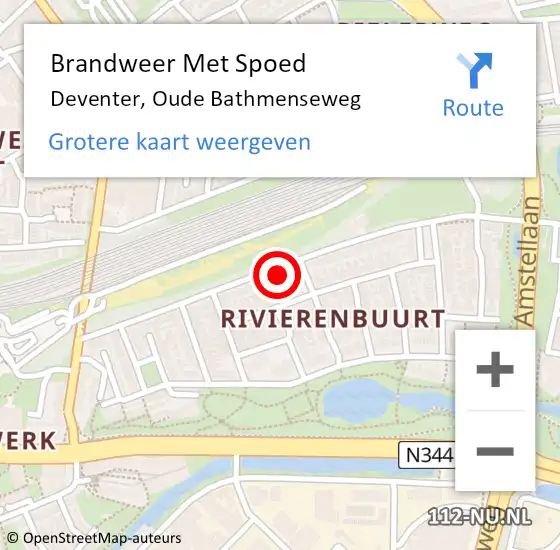 Locatie op kaart van de 112 melding: Brandweer Met Spoed Naar Deventer, Oude Bathmenseweg op 10 april 2022 12:17