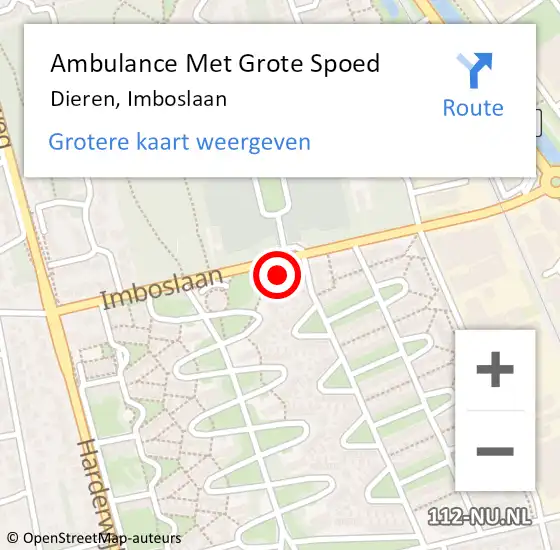 Locatie op kaart van de 112 melding: Ambulance Met Grote Spoed Naar Dieren, Imboslaan op 10 april 2022 12:29