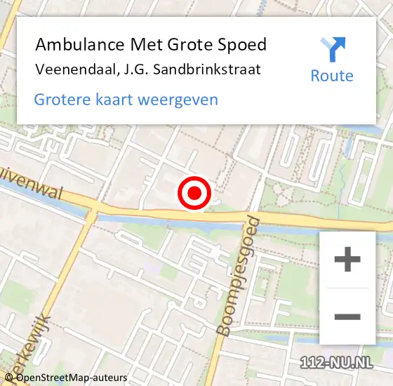 Locatie op kaart van de 112 melding: Ambulance Met Grote Spoed Naar Veenendaal, J.G. Sandbrinkstraat op 10 april 2022 15:27