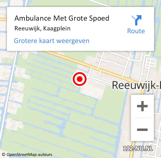 Locatie op kaart van de 112 melding: Ambulance Met Grote Spoed Naar Reeuwijk, Kaagplein op 10 april 2022 16:06