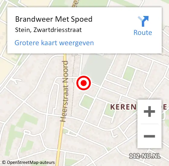 Locatie op kaart van de 112 melding: Brandweer Met Spoed Naar Stein, Zwartdriesstraat op 10 april 2022 17:33
