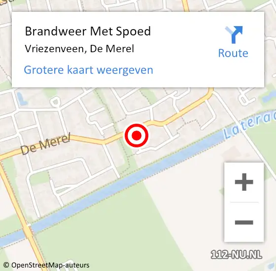 Locatie op kaart van de 112 melding: Brandweer Met Spoed Naar Vriezenveen, De Merel op 10 april 2022 18:50