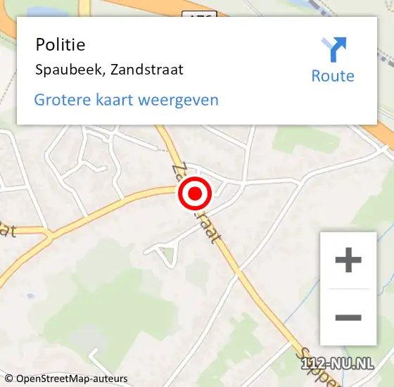 Locatie op kaart van de 112 melding: Politie Spaubeek, Zandstraat op 10 april 2022 19:44