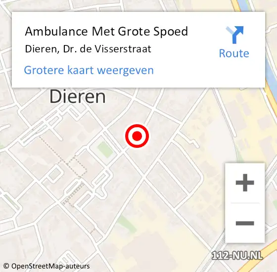 Locatie op kaart van de 112 melding: Ambulance Met Grote Spoed Naar Dieren, Dr. de Visserstraat op 11 april 2022 08:10