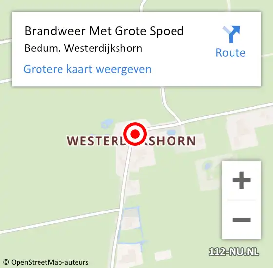 Locatie op kaart van de 112 melding: Brandweer Met Grote Spoed Naar Bedum, Westerdijkshorn op 14 juli 2014 05:25