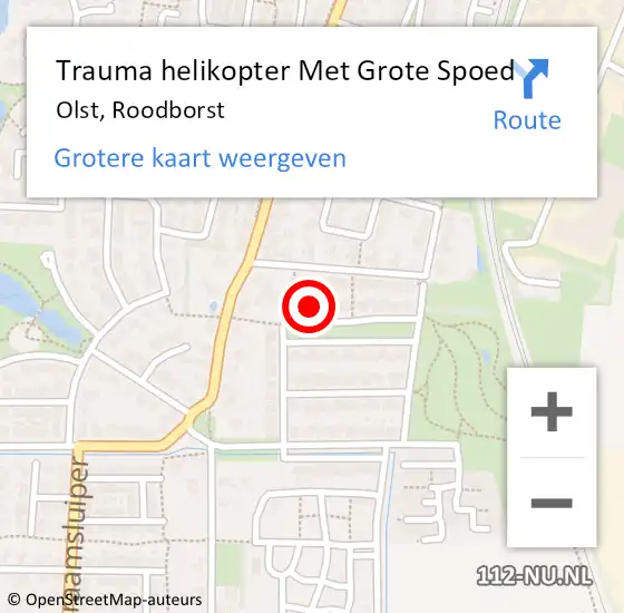 Locatie op kaart van de 112 melding: Trauma helikopter Met Grote Spoed Naar Olst, Roodborst op 11 april 2022 11:25