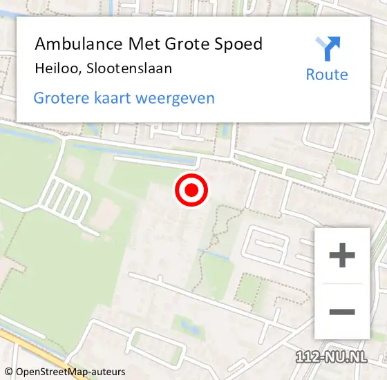Locatie op kaart van de 112 melding: Ambulance Met Grote Spoed Naar Heiloo, Slootenslaan op 11 april 2022 11:45