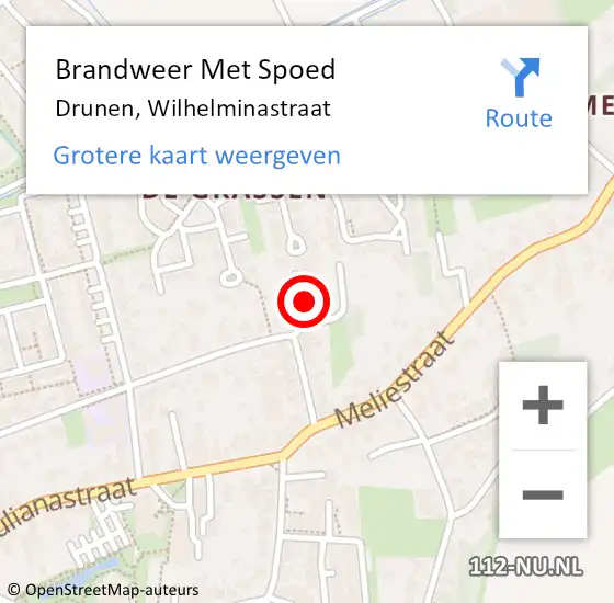 Locatie op kaart van de 112 melding: Brandweer Met Spoed Naar Drunen, Wilhelminastraat op 11 april 2022 12:16