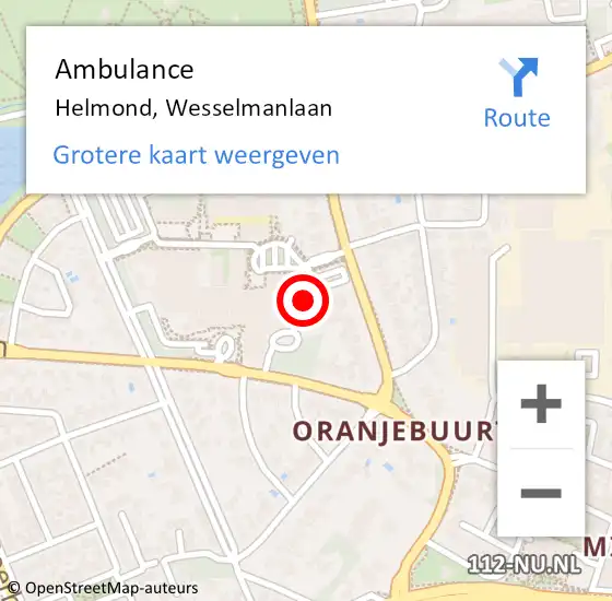 Locatie op kaart van de 112 melding: Ambulance Helmond, Oost op 14 juli 2014 07:19
