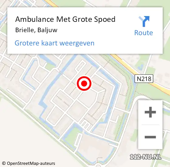Locatie op kaart van de 112 melding: Ambulance Met Grote Spoed Naar Brielle, Baljuw op 11 april 2022 14:41