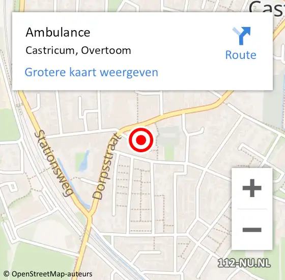 Locatie op kaart van de 112 melding: Ambulance Castricum, Overtoom op 11 april 2022 15:39